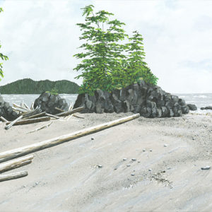 Sand formation and islet at Chesterman Beach